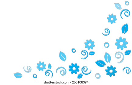 blue floral pattern on a white background in the lower right corner