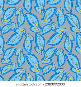 Patrón floral azul para impresión en tela o papel. Dibujo suave. Sin inconveniente.