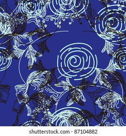 Blue floral pattern in retro style