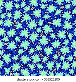 Blue floral pattern. Seamless background.
