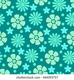 Blue floral pattern. Seamless background. Vector illustration.
