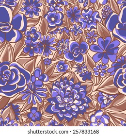 Blue Floral Pattern. Vector illustration