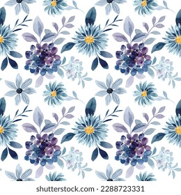 Blue floral pattern with watercolor for background, fabric, textile, fashion, wallpaper, wedding, banner, sticker, decoration etc.
