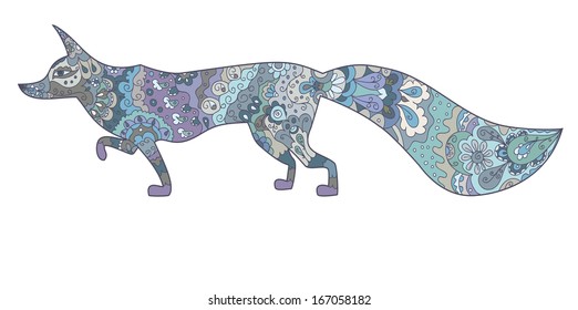 blue floral patterned fox 