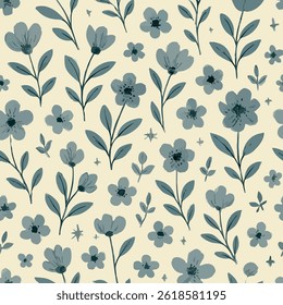 Design de impressão floral azul em vetor