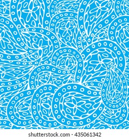 Blue floral print for textile or background