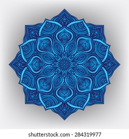 Blue floral round ornament - vector illustration. eps 8