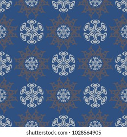 Blue floral seamless background. Design pattern with flower elements for wallpapers, textile and fabrics