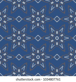 Blue floral seamless background. Design pattern with flower elements for wallpapers, textile and fabrics