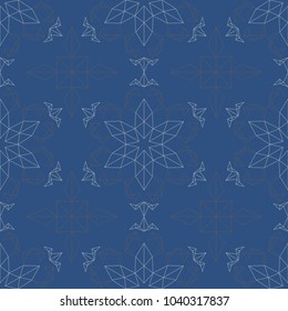Blue floral seamless background. Design pattern with flower elements for wallpapers, textile and fabrics