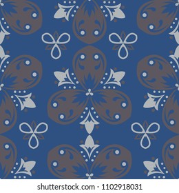 Blue floral seamless background. Design pattern with flower elements for wallpapers, textile and fabrics
