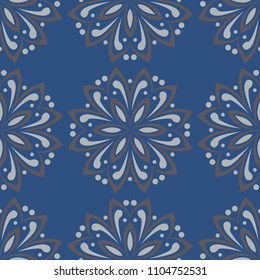 Blue floral seamless background. Design pattern with flower elements for wallpapers, textile and fabrics