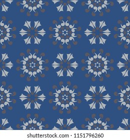 Blue floral seamless background. Design pattern with flower elements for wallpapers, textile and fabrics