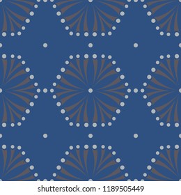 Blue floral seamless background. Design pattern with flower elements for wallpapers, textile and fabrics