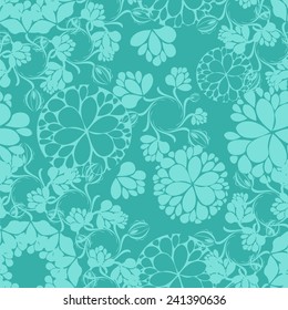 blue floral seamless background.  Vector 