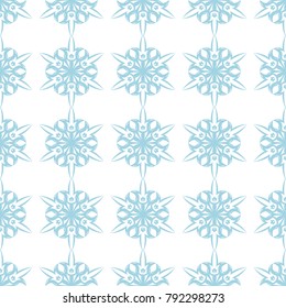 Blue floral seamless design on white background