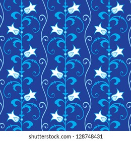 Blue floral seamless pattern