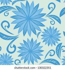 Blue floral seamless pattern.