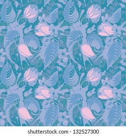 Blue floral seamless pattern
