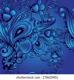 Blue floral seamless pattern