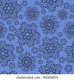 Blue floral seamless pattern