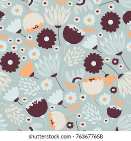 Blue floral seamless pattern