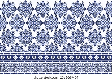 blue floral seamless pattern with antique arabesque borders for bohemian textile prints vintage wallpaper designs and elegant summer fashion carpet patterns