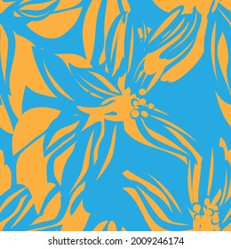 Blue Floral seamless pattern background for fashion textiles, graphics, backgrounds and crafts