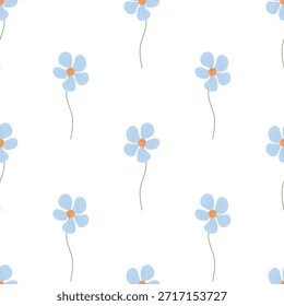 Patrón transparente floral azul. Fondo floral, brotes azules. Patrón azul lindo de la flor para la tela