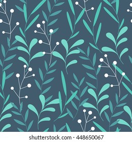 Blue floral seamless pattern, beautiful template design with leaf on background.