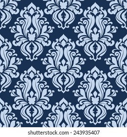 Blue Floral Seamless Pattern Damask Flowers Stock Vector (Royalty Free ...