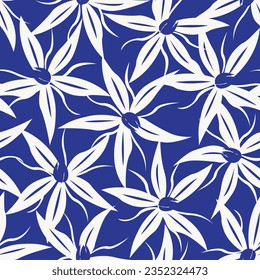 Blue Floral seamless pattern design for fashion textiles, graphics, backgrounds and crafts