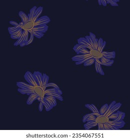 Blue Floral seamless pattern design for fashion textiles, graphics, backgrounds and crafts