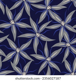 Blue Floral seamless pattern design for fashion textiles, graphics, backgrounds and crafts
