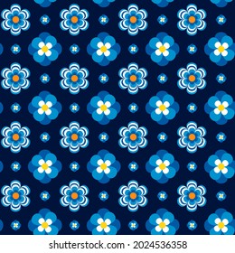 Patrón floral azul sin costuras. Patrón de flores de Ditsy