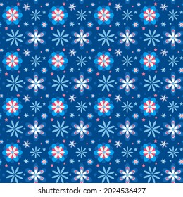 Blue floral seamless pattern. Ditsy flowers pattern