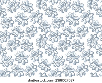 Se puede utilizar para el textil un patrón de acero inoxidable floral azul aislado en la ilustración de raster de fondo blanco.