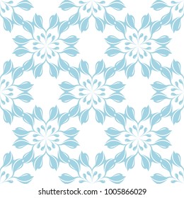 Blue floral seamless pattern on white background. Seamless design for textile and wallpapers
