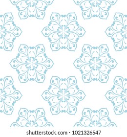 Blue floral seamless pattern on white background. Seamless design for textile and wallpapers