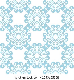 Blue floral seamless pattern on white background. Seamless design for textile and wallpapers