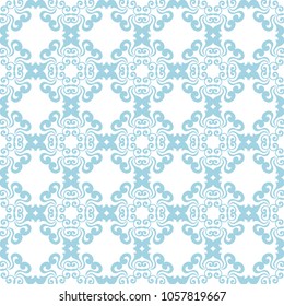 Blue floral seamless pattern on white background. Seamless design for textile and wallpapers