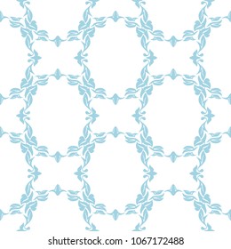 Blue floral seamless pattern on white background. Seamless design for textile and wallpapers