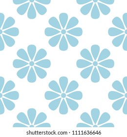 Blue floral seamless pattern on white background. Seamless design for textile and wallpapers