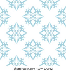 Blue floral seamless pattern on white background. Seamless design for textile and wallpapers