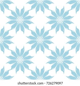 Blue floral seamless pattern on white background