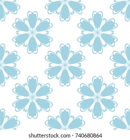 Blue floral seamless pattern on white background. Seamless design for textile and wallpapers