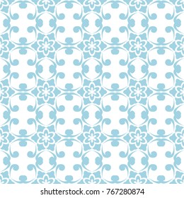 Blue floral seamless pattern on white background. Seamless design for textile and wallpapers