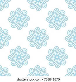 Blue floral seamless pattern on white background. Seamless design for textile and wallpapers