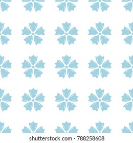 Blue floral seamless pattern on white background