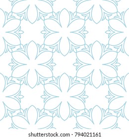 Blue floral seamless pattern on white background. Seamless design for textile and wallpapers